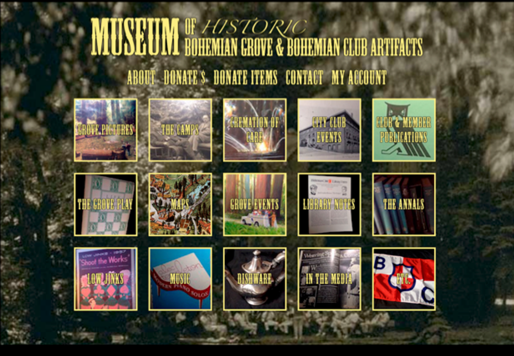 Museum of Historic Bohemian Grove & Bohemian Club Artifacts (online)
