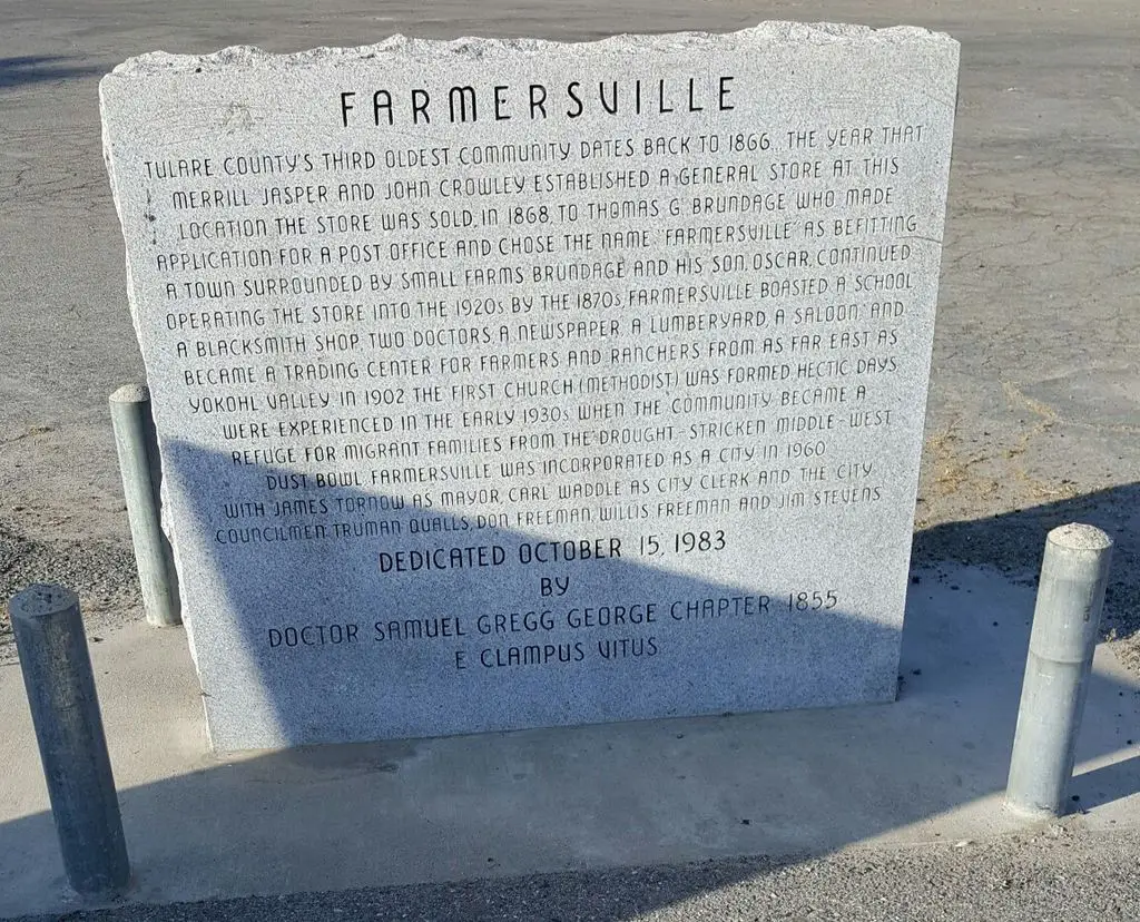 Farmersville, CA Historical Placard