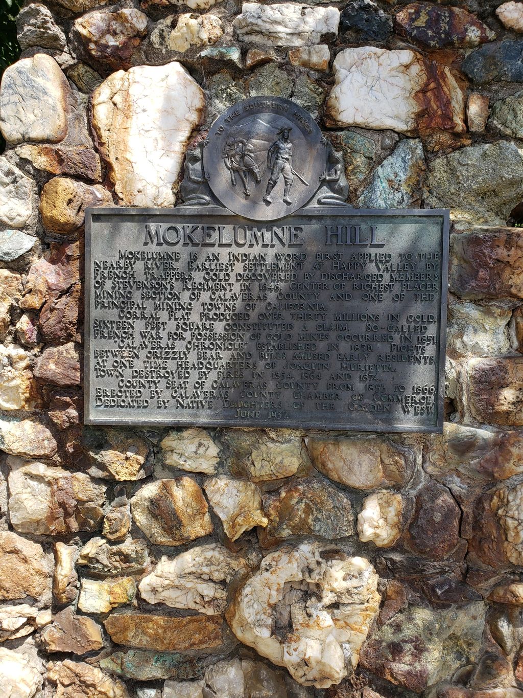 Mokelumne historical plaque