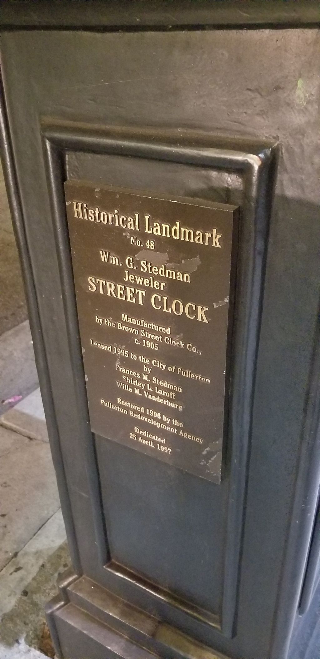 Wm. G. Stedman Jeweler Street Clock